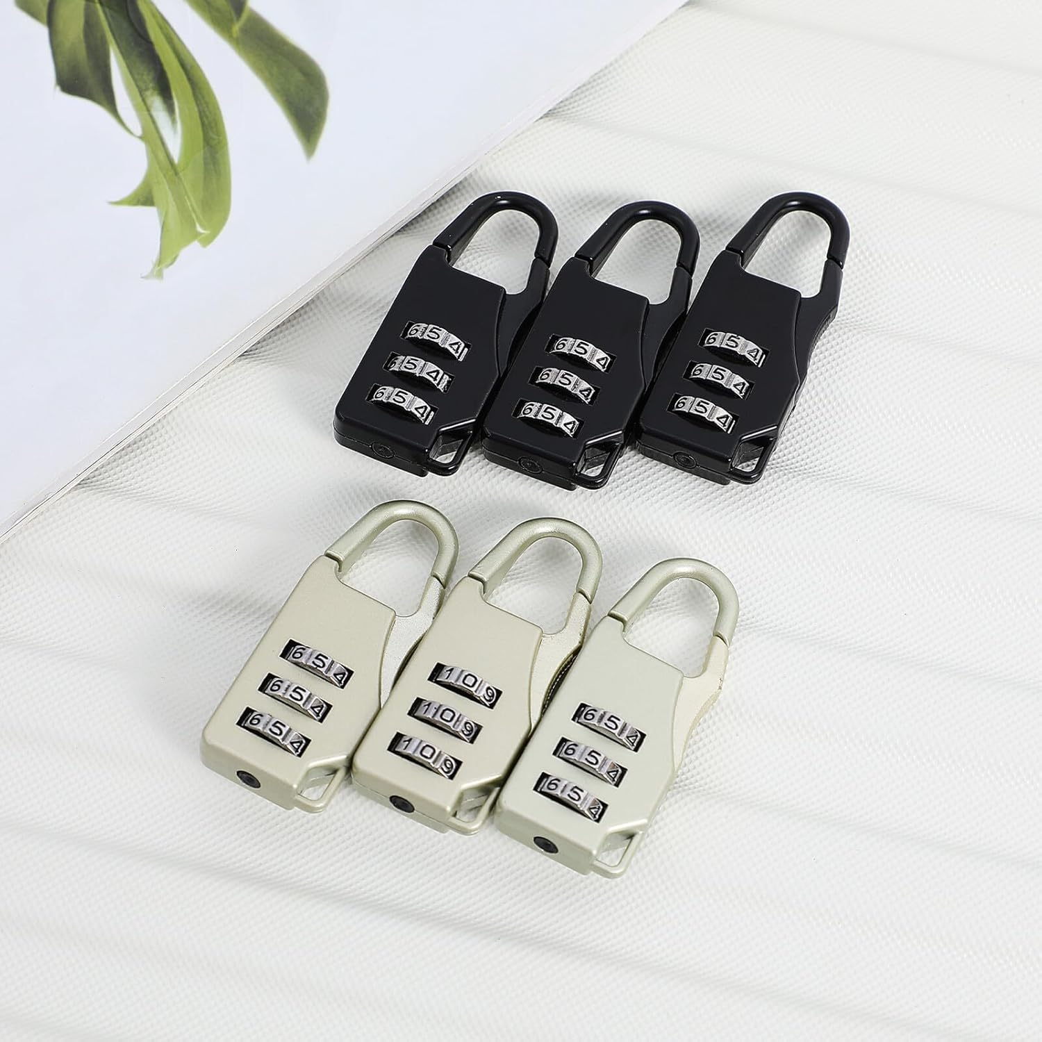 ULDIGI 6Pcs Zinc Alloy Luggage Combination Locks Portable Digital Password Padlocks for Suitcase Backpack Cabinet Black Silver Dial Number Locks for Travel Security image number 2