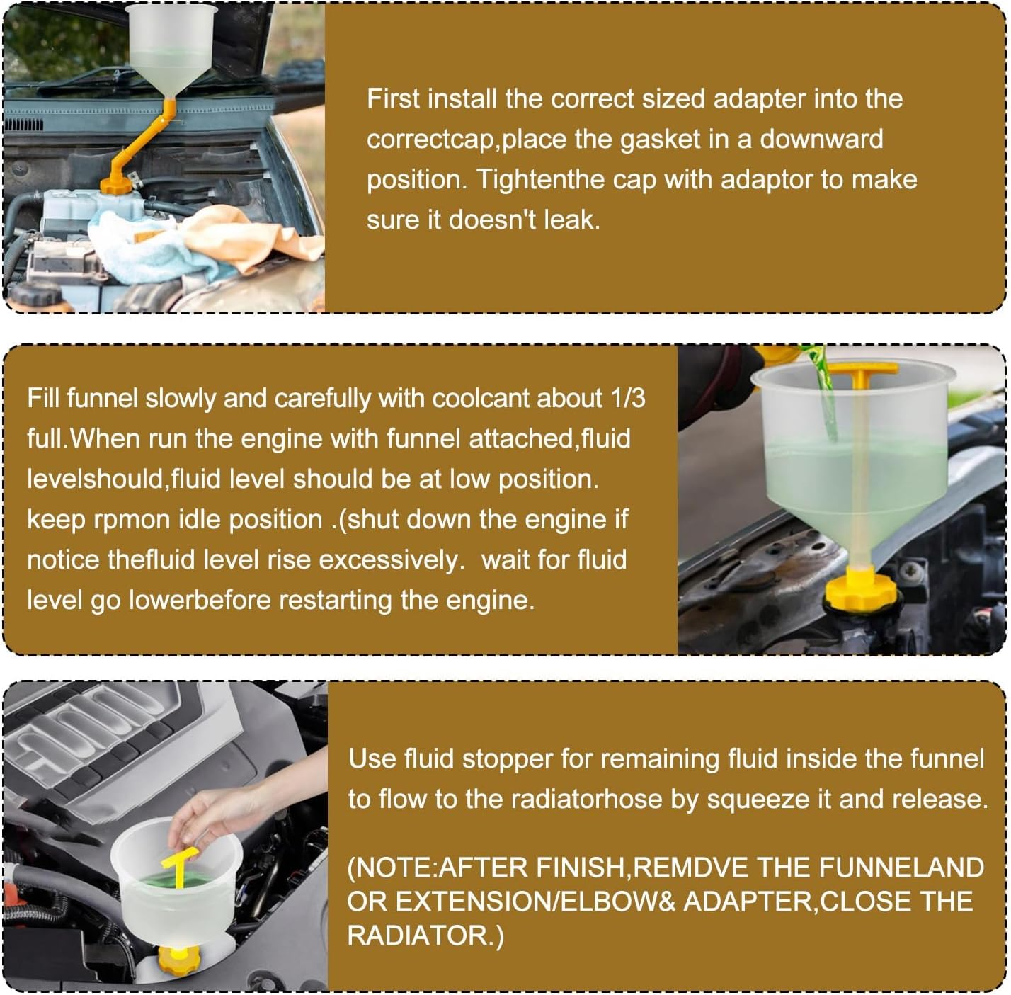 Universal No-Spill Coolant Filling Funnel Kit for Car and Truck Radiators,Auto Mechanic Tool image number 2