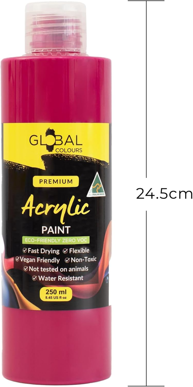 GLOBAL COLOURS Acrylic Paint Set &ndash; 18 X 250Ml Bottles &ndash; Made in Australia | Non-Toxic Artist Paint for Canvas, Wood, Paper, Ceramics &ndash; Rich Colours for Classrooms, Studios & Professionals image number 4