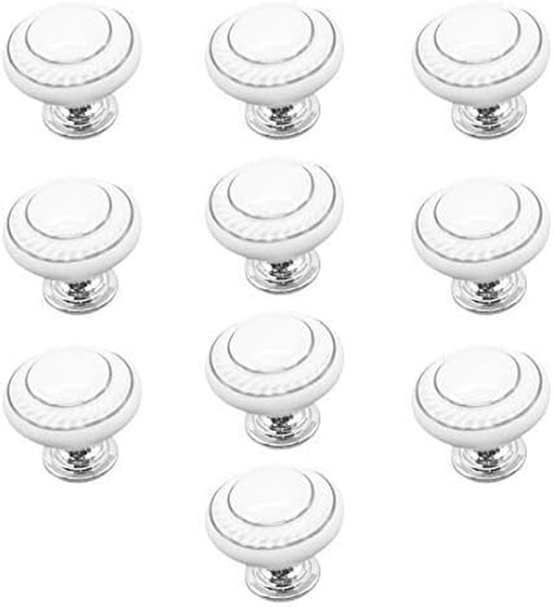 Ebeta 10 Pack Kitchen Cabinet Knobs Drawer Knobs Dresser Knobs, White Kitchen Cabinet Hardware Ceramics Pulls Door Knobs Handles (Golden)
