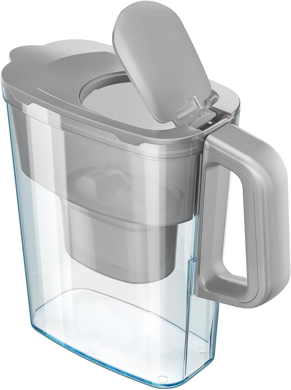 AQUAPHOR Water Filter Jug Compact Grey Includes 1 Maxfor+ Filter I Plastic Carafe 2.4 L I Reduces Limescale, Chlorine & Heavy Metals I Compact & Lightweight Water Filter I Fits in the Fridge Door image number 4