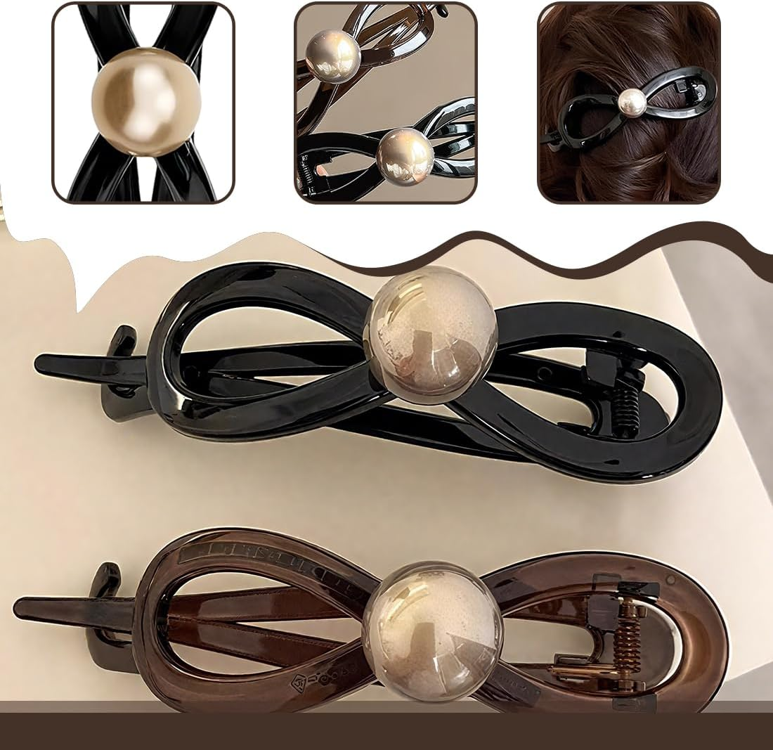 IKOPFLN 2 Pieces Flat Hair Claws for Thick Hair for Women Hair Claws for Thin Hair Duck Bill Hair Clips Matte Hair Clips Large Hair Clips image number 1