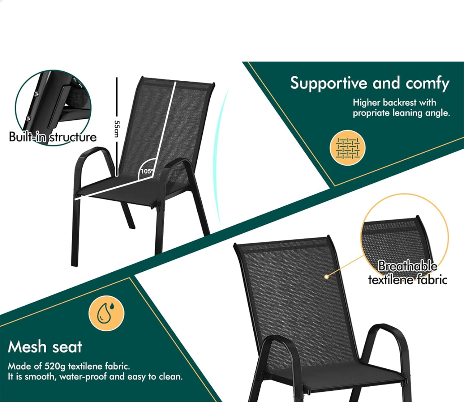 ALFORDSON Outdoor Dining Table Rectangle, Garden Patio Furniture with Patio Desk for Outdoor Chairs, Indoor Bar Table for Patio, Garden, Lawn, Balcony and Swimming Pool Side, 140 * 80 * 70Cm, Black image number 7