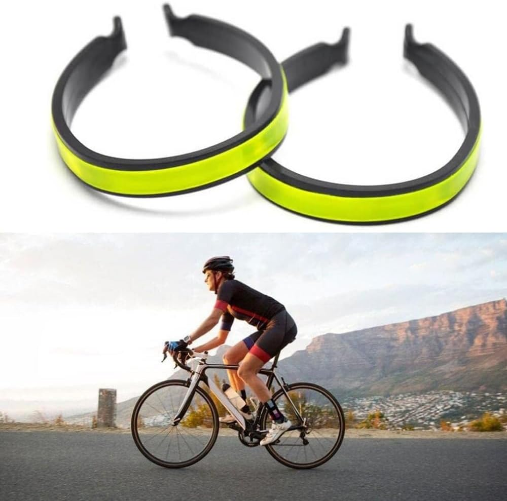 FUNNTY 2 Pcs High Visibility Reflective Bike Trouser Pant Clips with Powerful Reflective Bands Lightweight Safety Strips Fluorescent Color Cycling Clamps Night for Outdoor Cycling Jogging Walking image number 2
