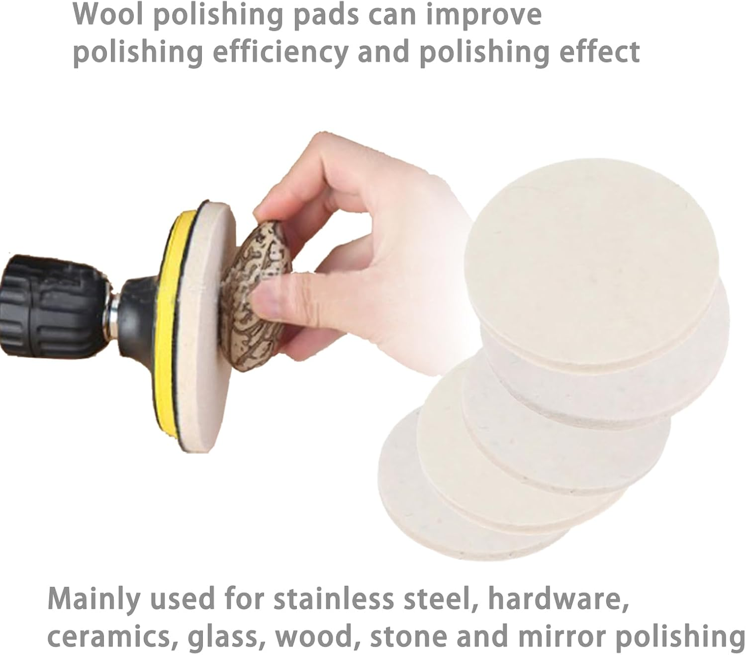 5Pcs 125Mm(5Inch)*6Mm(D*T) Wool Felt Polishing Pad for Polishing Glass Plastic Metal Marble, Buffing Wheel Polish Pad for Kitchen Bathroom Random Orbital Sander image number 6