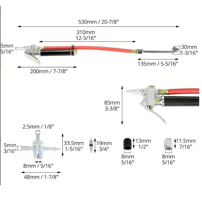 10-120 PSI Heavy Duty Tire Pressure Gauge with Inflator, Air Chuck with Pressure Gauge,Air Compressor Attachments Tyre Inflator Nozzle for Car Automotive Truck