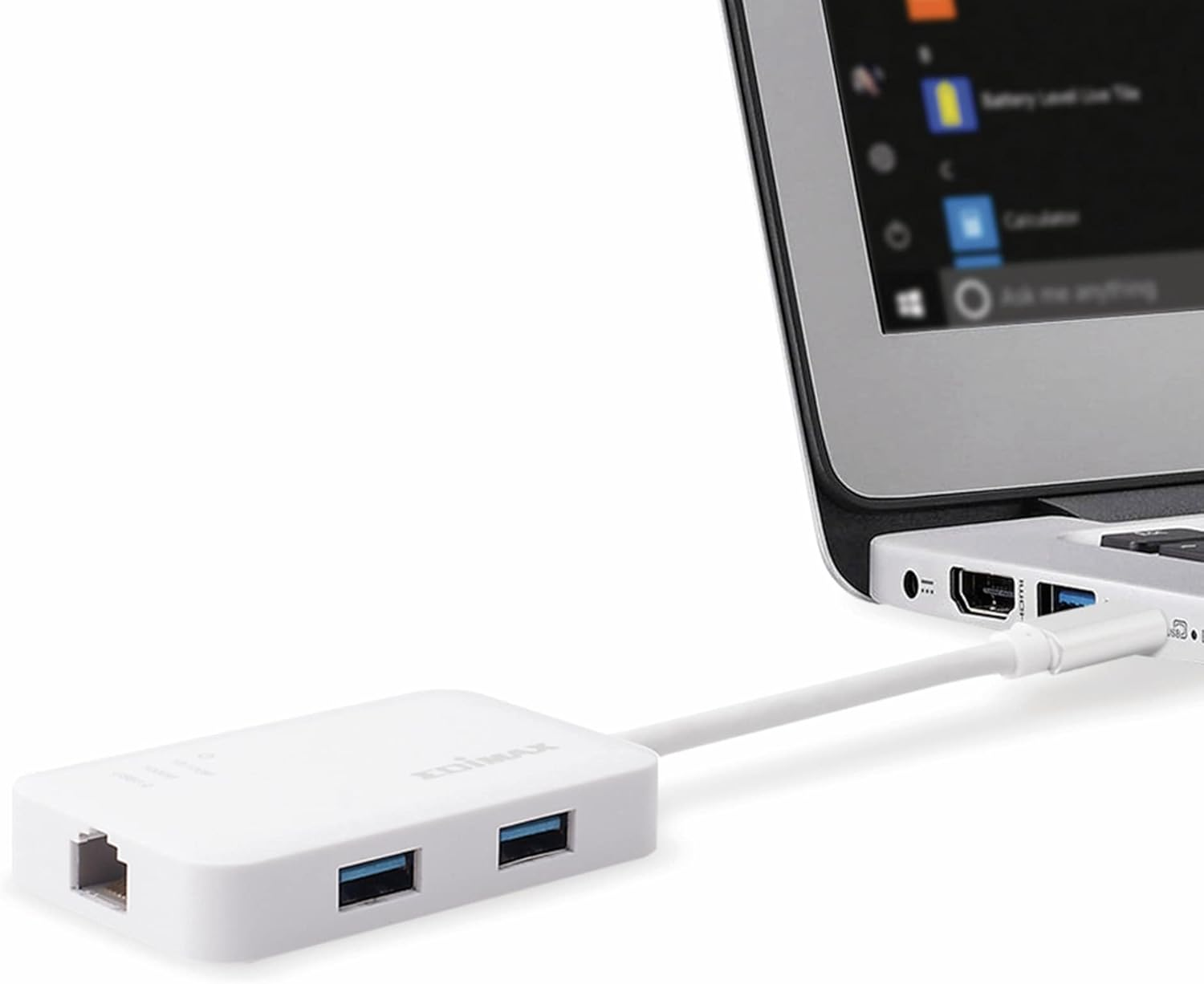 Edimax USB-C USB Hub with 3X USB 3.0 Ports and Gigabit Ethernet LAN Adapter, USB to RJ45 1000Mbps Network LAN Converter, Windows, Macbook Pro/Air, White, EU-4308 image number 1