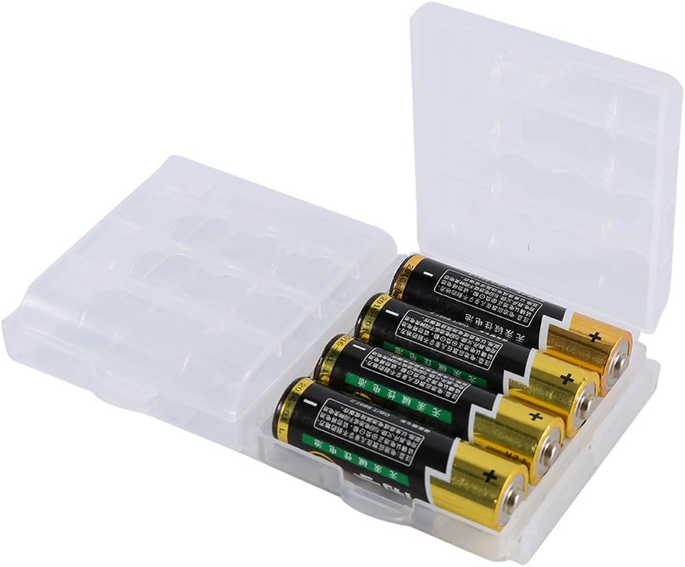 Transparent Hard Plastic Case Holder AA/AAA Battery Storage Box, Clear White (10Pcs) image number 2