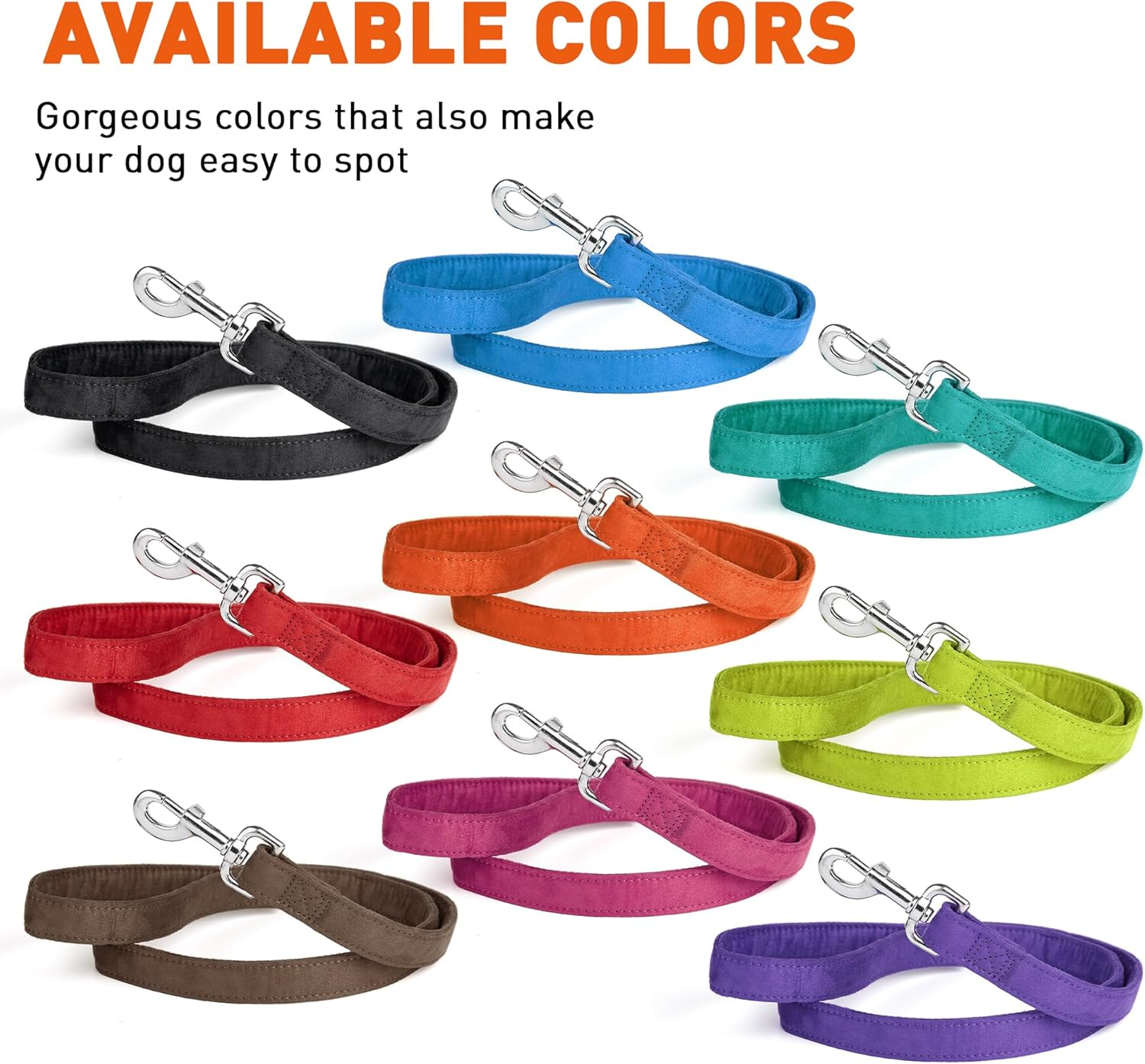 Dogline Comfort Microfiber Flat Leash for Dogs (W 1" L 6Ft), Teal image number 2