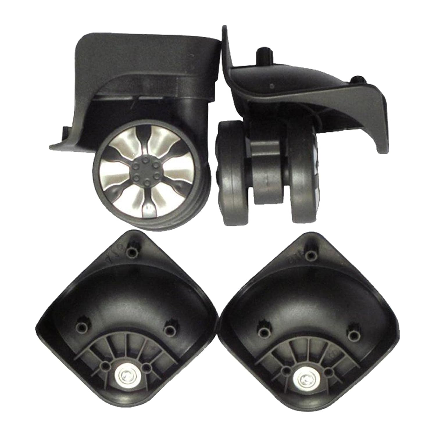 Qianly 2Pcs Swivel Wheel Luggage Suitcase Casters Swivel Wheel Replacement Black, A78 Black, 5.3Cm image number 4