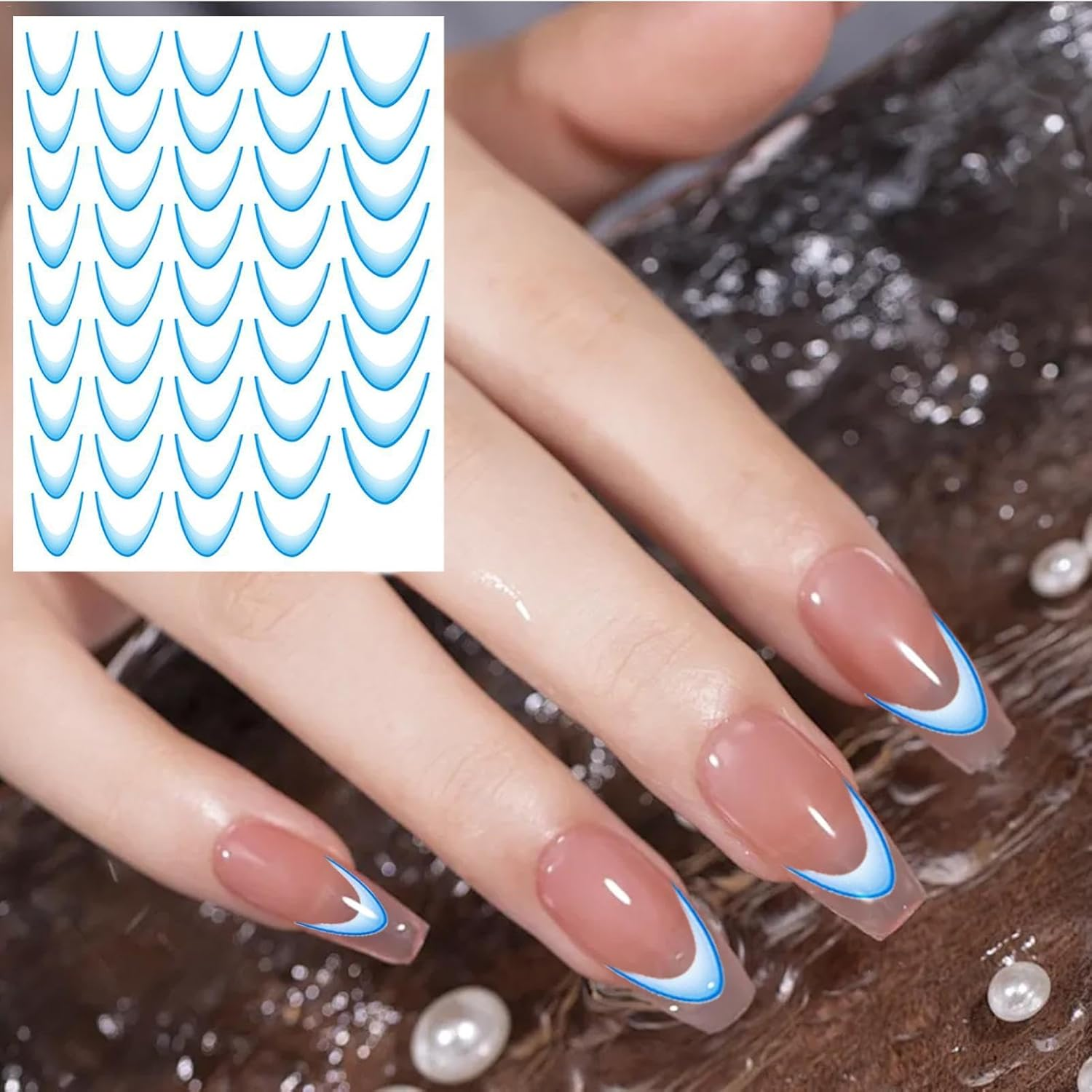 French Tip Stickers - Nail Stickers | Nail Strips | French Nail Stickers | French Tip Nail Stencils | Nail Forms Fringe Tips Guide Sticker | Decals Strips | Template Nail Tools for Nail image number 4