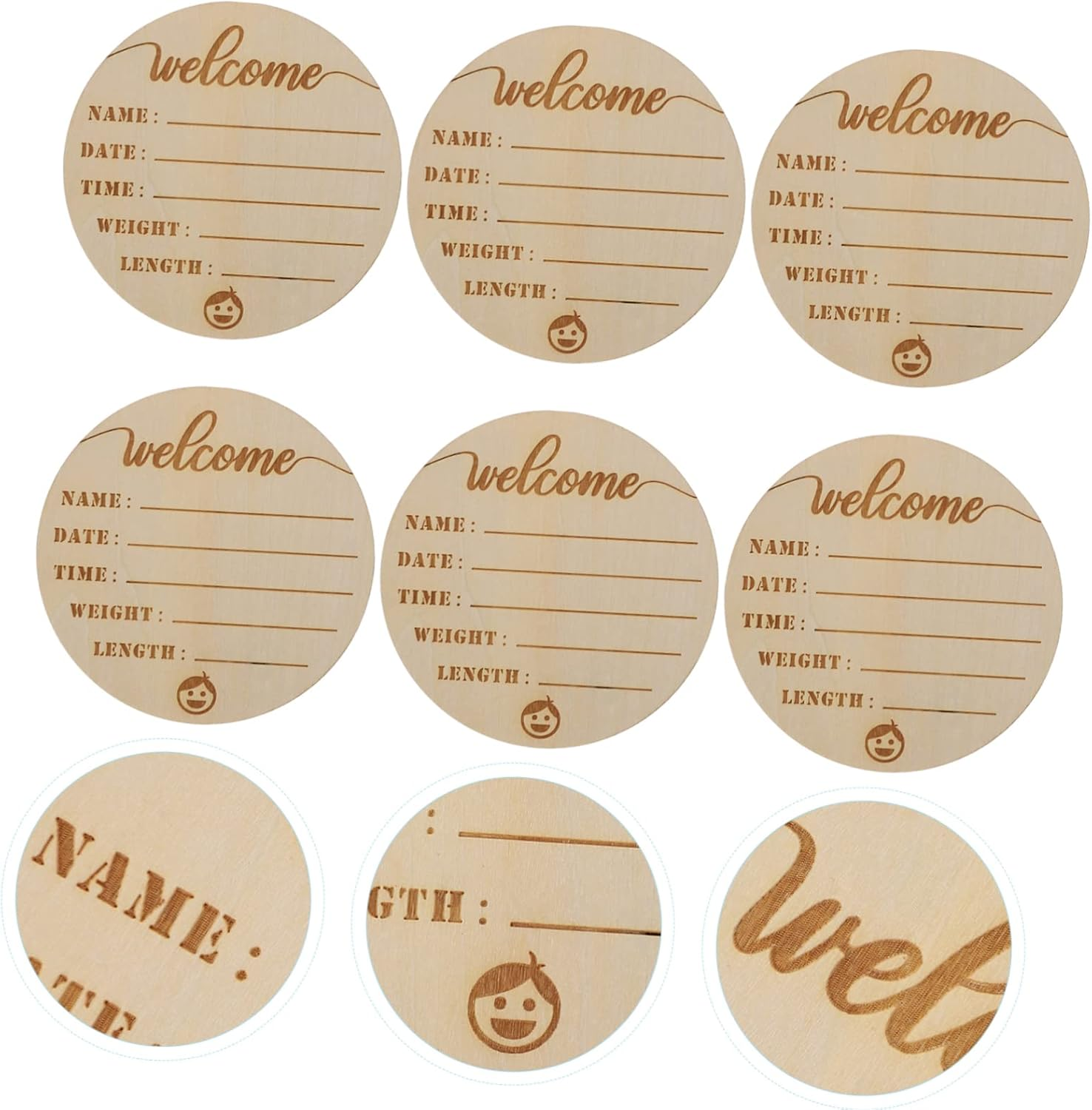 Kisangel 6Pcs Wooden Milestone Signs Photo Props Durable Birth Announcement Cards for Newborn Boys Monthly Keepsake Plaques to Record Growth - Multi image number 6