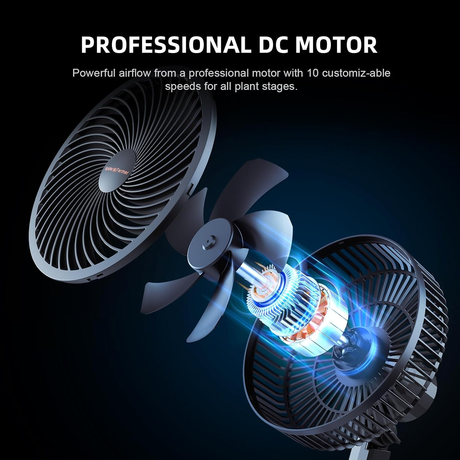 Spider Farmer 2-Pack Grow Tent Fan 6" with 10 Dynamic Wind Speeds and 10-Level Oscillation, EC Motor, Weatherproof IP-44, Auto Oscillating Clip Fan, Powerful Airflow but Quiet image number 6