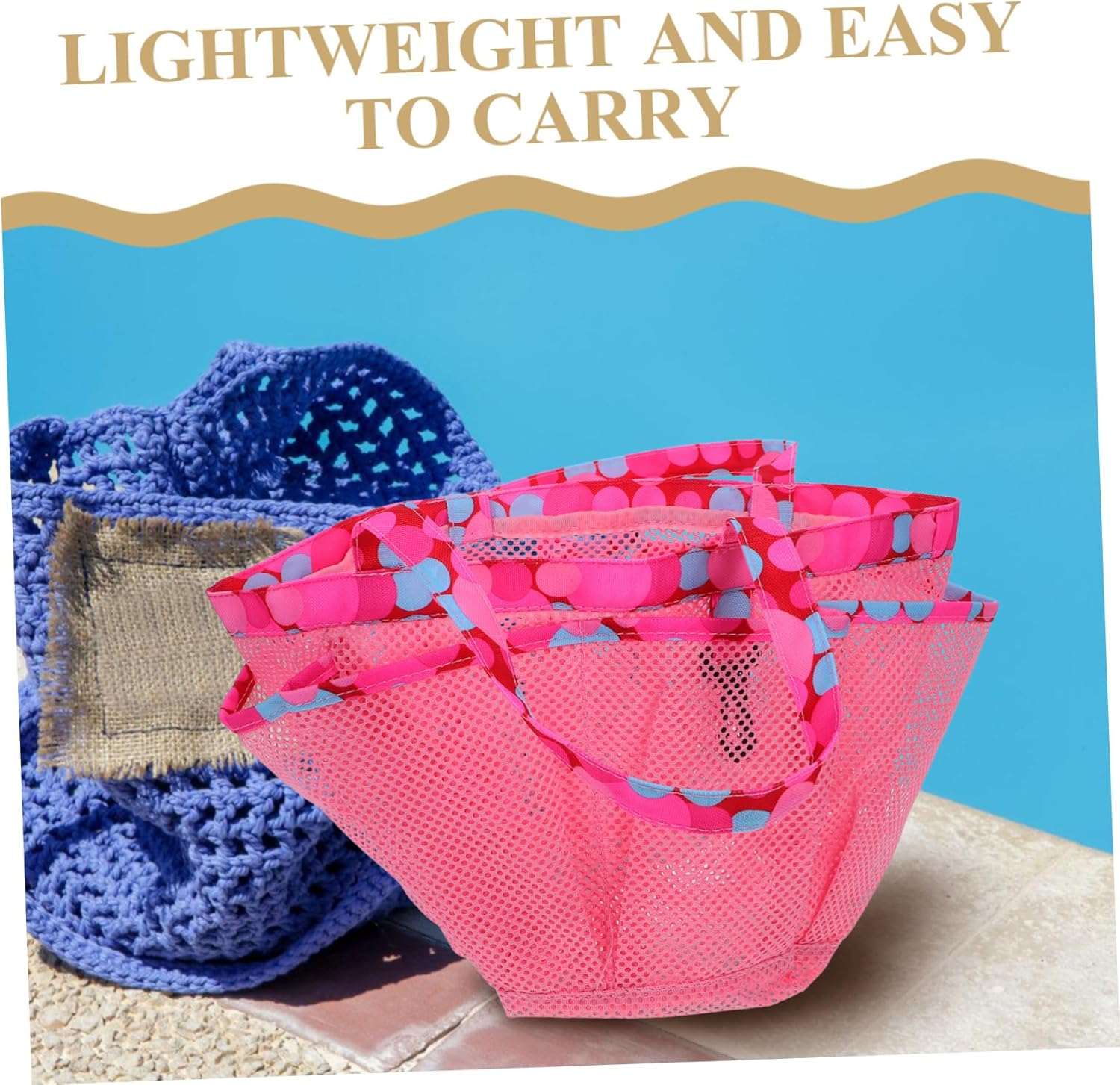 BRIGHTFUFU 2PCS Mesh Shower Tote Bags with Handle Quick Dry Hanging Bath Organizer for Bathroom Gym Pool College Dorm Lightweight Portable Storage with Large Pocket image number 5