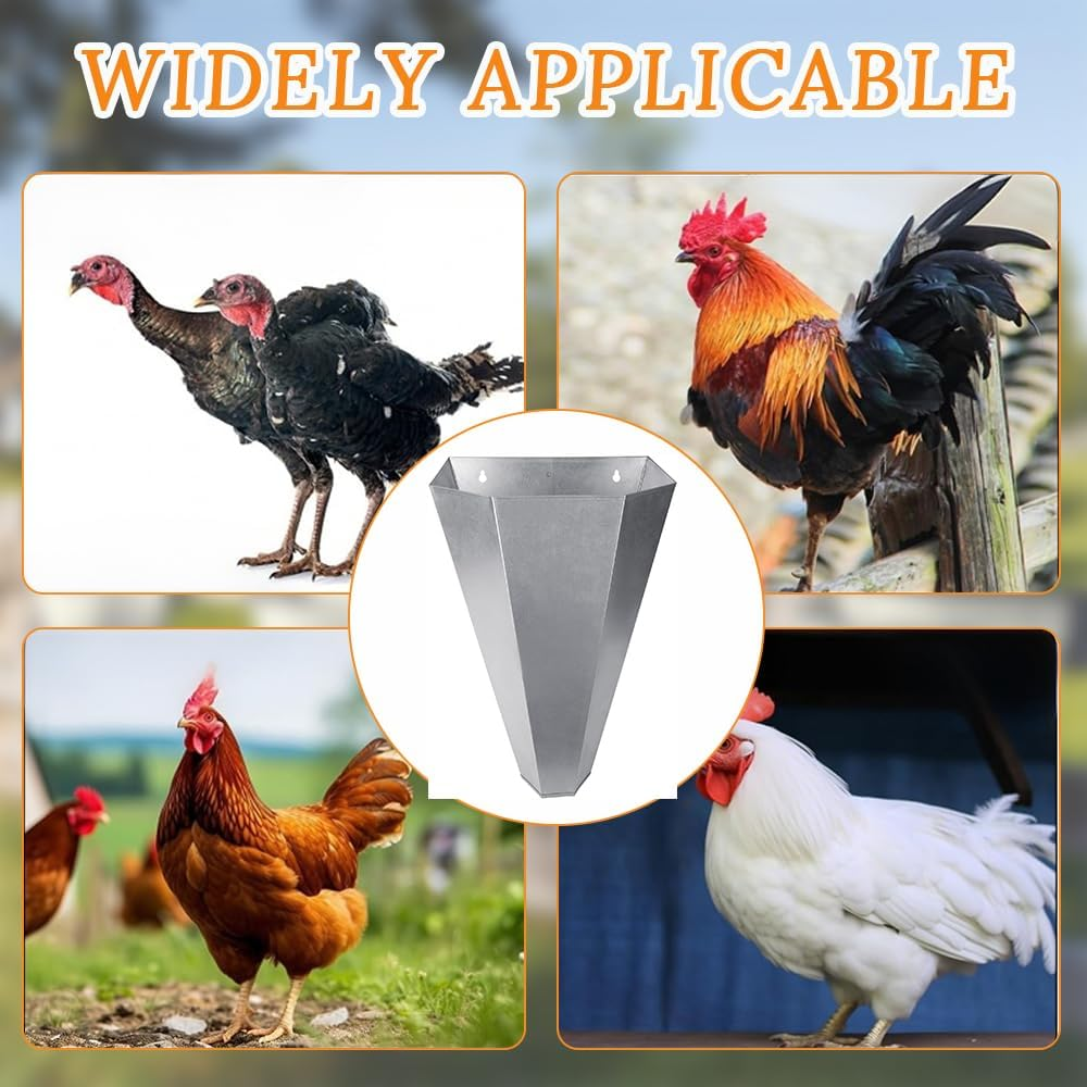 Medium Chicken Cone, Galvanized Steel Poultry Restraining Cone, Suitable for Slaughtering Poultry, Chicken, Broiler, Roast Chicken and Turkey Flat Bottom Slaughtering Cone, Easy to Clean image number 4