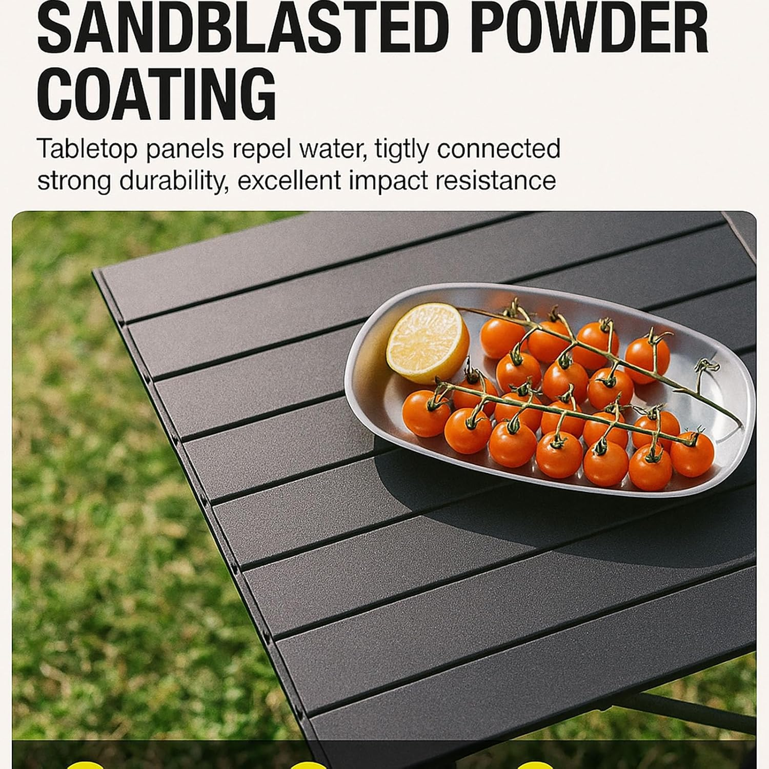 Large Folding Camping Table(68 * 46 * 41Cm), Portable Folding Beach Table with Carry Bag, Easy Carry Compact Design for Outdoor, Picnic, BBQ, Beach, Festival, Home Use - Black