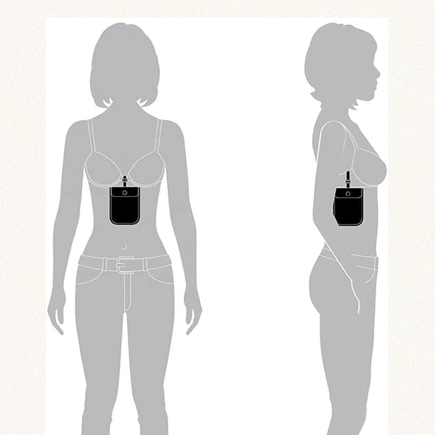 Travel Bra Purse for Women, Bra Bag, Undercover Hidden Bra Purse, Anti-Theft Bra Wallet with Adjustable Elastic Band, Hidden Stash Pocket Purse for Travel and Sports, Black, /