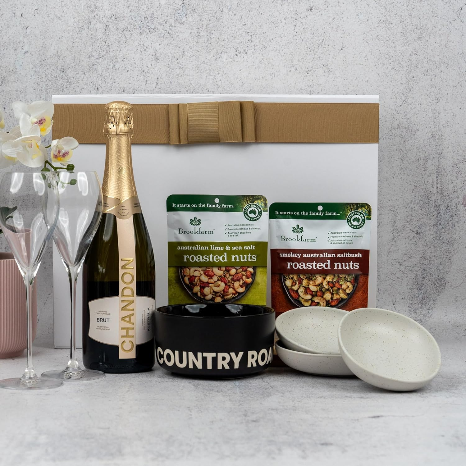 Gourmet Sparkling Gift Hamper for Aussie - Curated Wines, Chic Glassware, and Premium Australian Roasted Nuts for Birthdays, Anniversary'S, Mothers Day, Fathers Day, Christmas (Sparkling Rose Wine) image number 3