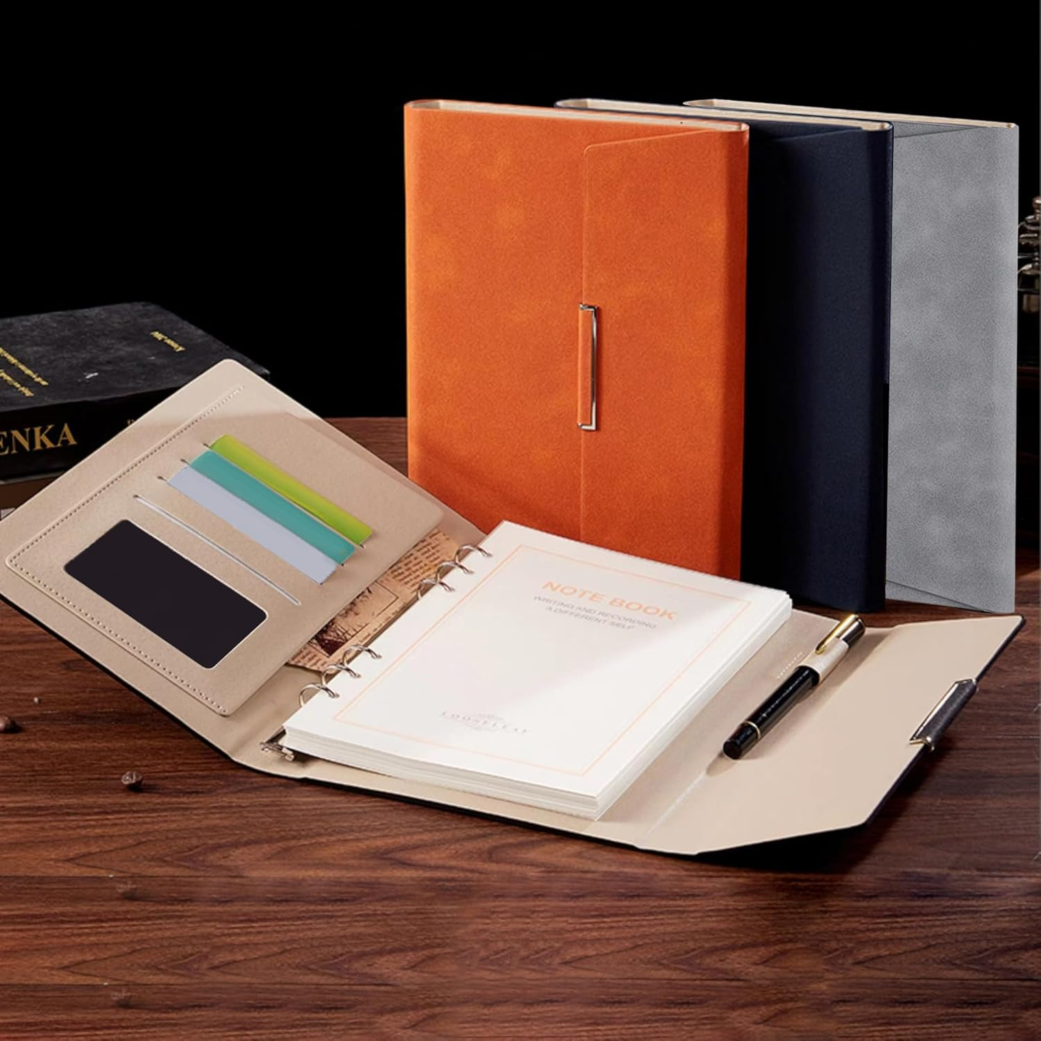 A5 Journal Refillable Lined 200 Pages Paper Handmade PU Journal/Writing Notebook Diary/Bound Daily Notepad for Men & Women Medium, Writing Pad (Gray) image number 1