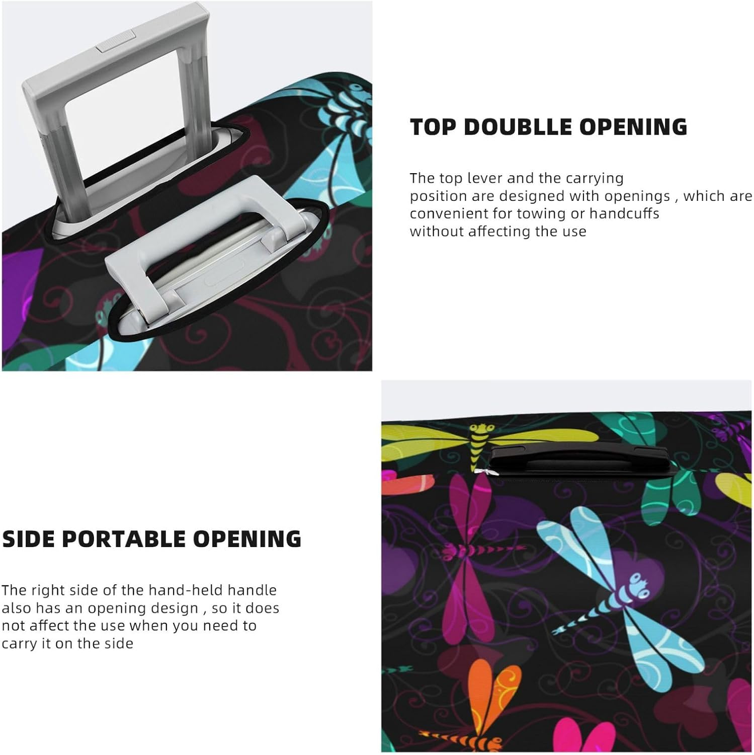 Obabo Grape Travel Luggage Cover,Washable Suitcase Cover Protector Anti-Scratch Suitcase Cover Fits 18-32 In, Cute Dragonfly, S image number 5