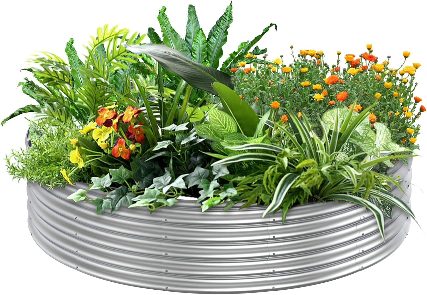 Galvanized Raised Garden Bed Kit, 5X5X1Ft Large Outdoor Planters Boxes, Metal round Planter Raised Beds for Gardening Vegetables, Fruits, Flowers, Easy Assembly image number 4