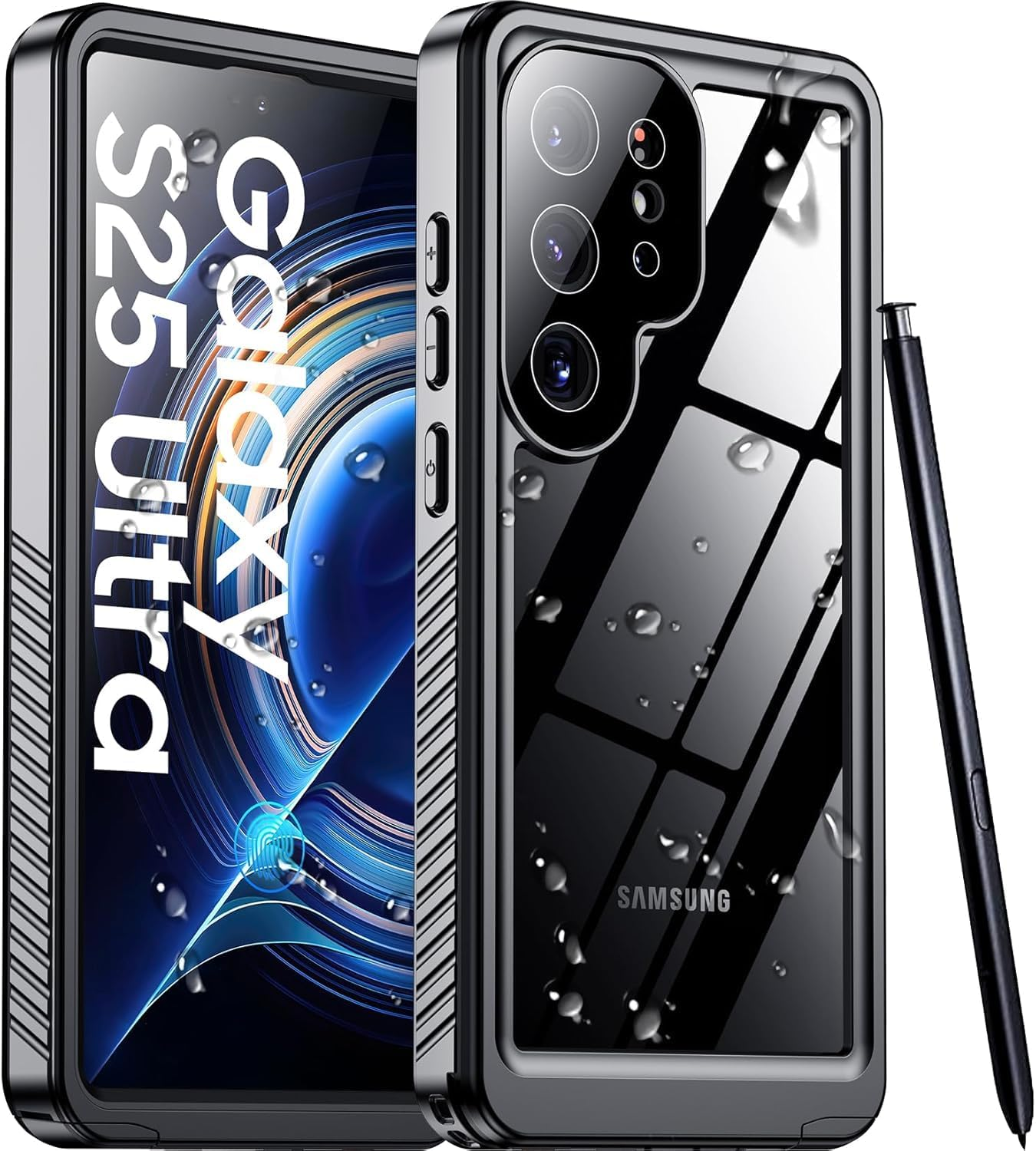 Designed for Samsung Galaxy S25 Ultra Case Waterproof, Built-In Lens & Screen Protector Military Grade Shockproof Dropproof IP68 Underwater Full Body Phone Case for Galaxy S25 Ultra 6.9"-Black 1Pcs image number 1