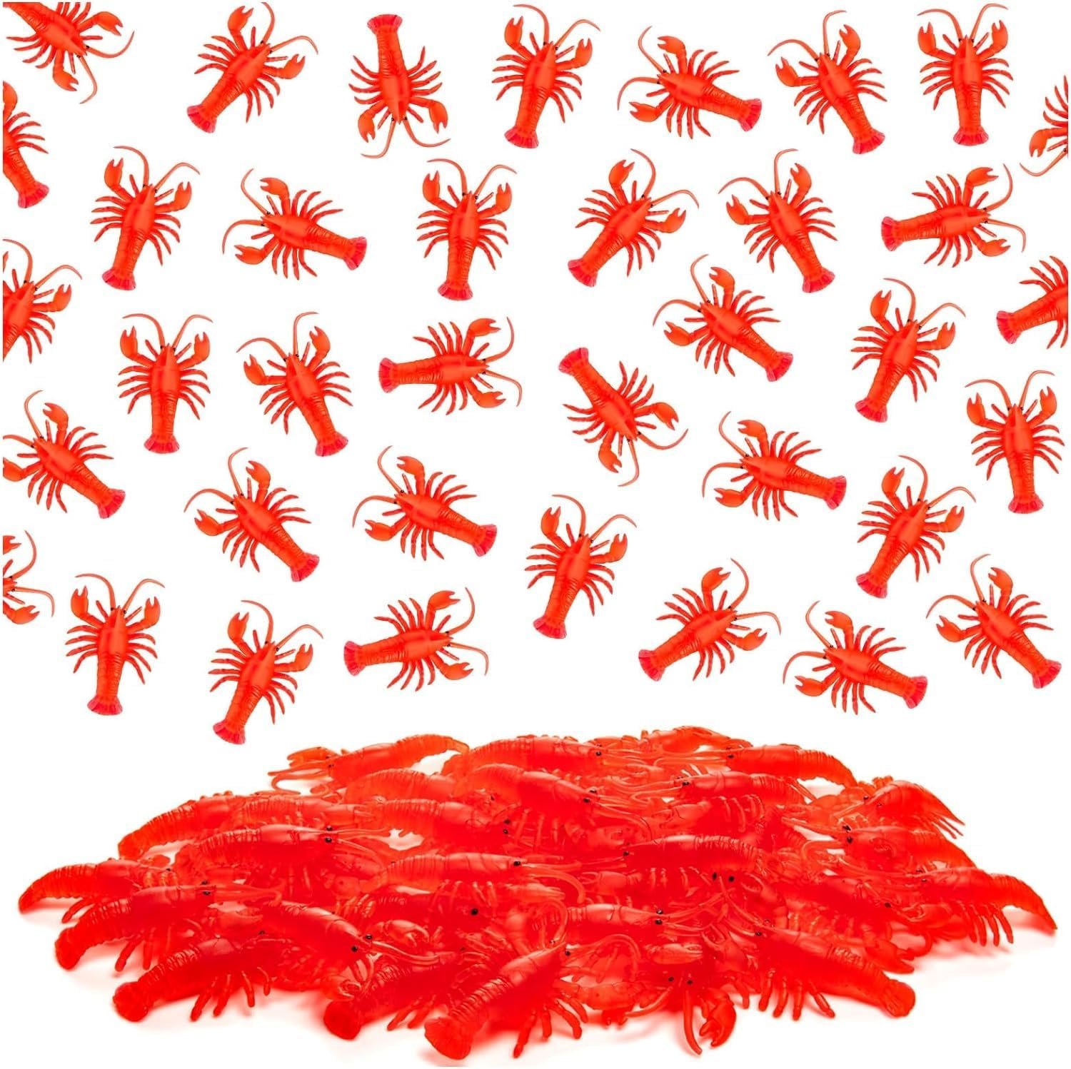 Lobster Toy, 50 Pcs Soft Lobster Models Crawfish Decoration, Small Red Lobster for Summer Beach Scenario Decoration and Home Decoration