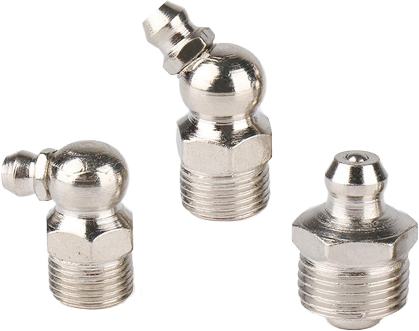 Acbbmns 220Pcs Metric & Imperial Hydraulic Grease Nipple Assortment Kit 1/4" 1/8" M6 M8 M10 Straight 45 Degree 90 Degree Angled Galvanized Steel Grease Fitting Set image number 2