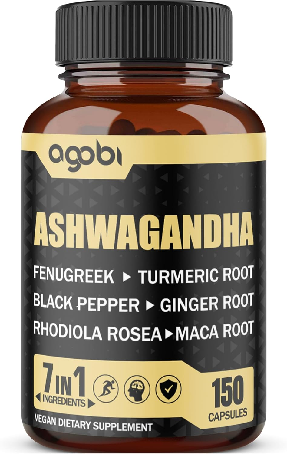 Ashwagandha Extract Capsules - 7In1 with Fenugreek, Maca, Turmeric, Rhodiola, Ginger & Black Pepper - 8050Mg Equivalent - 5 Month Supply. image number 5