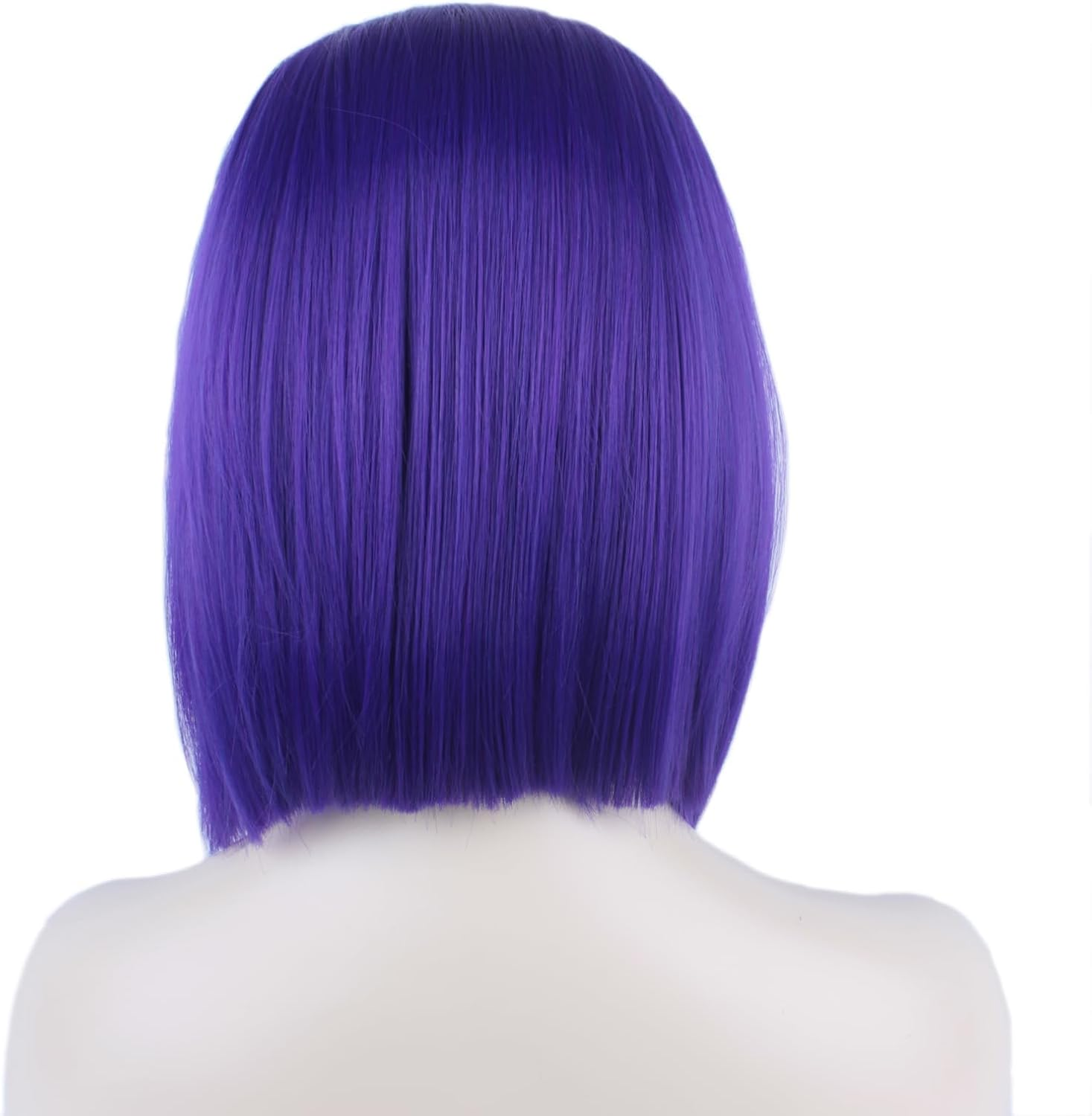 Purple Short Bob Straight Wig Women'S 14-Inch Shoulder Length Wig Heat Synthetic Fiber Middle Part Hair for Halloween Costumes Party