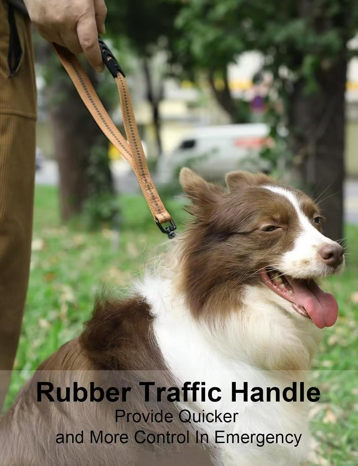 Heavy-Duty Dog Leash, 4-6 Feet Shock-Absorbing Tactical Dog Leash, Advanced Simple Metal Clips and No Traction Reflective Leash, Suitable for Middle-Sized and Large Dogs (Hyena Brown). - Black image number 3