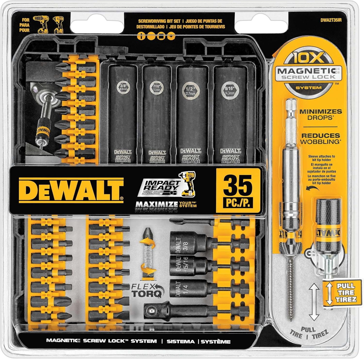 DEWALT DWA2T35IR IMPACT READY Flextorq Screw Driving Set, 35-Piece - 14-Piece Drill Bit Set image number 6