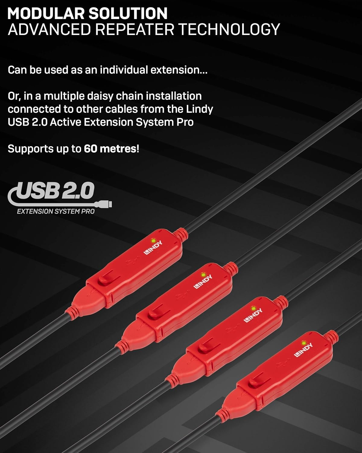 LINDY 30M USB 2.0 Active Extension Cable Pro, Long Distance Repeater, Extends USB Devices, Pcs, Laptops, Xbox, PS4, PS5, VR Headset, Printer, Scanner, Webcam, Interactive Whiteboards image number 2