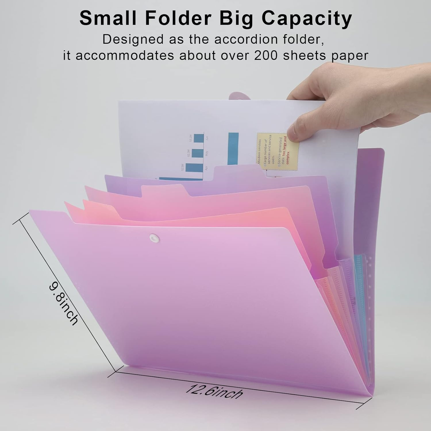 Nafy Colorful Expanding File Folder, 5 Pockets Folder with Colored Labels Portable Weave Pattern Accordion File Folder A4 Letter Size Project Organizer Document Folder for Office School (Purple)