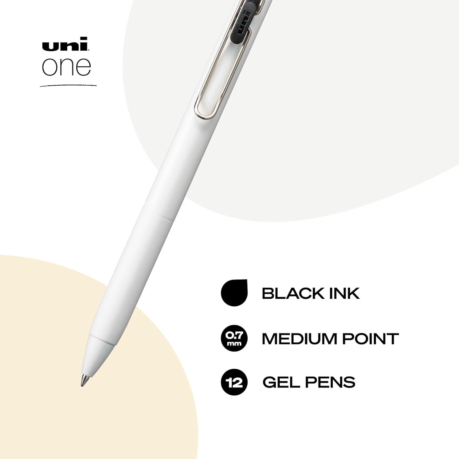 Uni-Ball Uniball One Gel Pen, 12 Black Pens, Medium Point 0.7Mm Gel Pens, Fine Point, Smooth Writing Pens, Home Office Supplies By, Colored Pens, Ink Pens for Journaling, Ballpoint Pens, Bulk Pens - Business image number 7