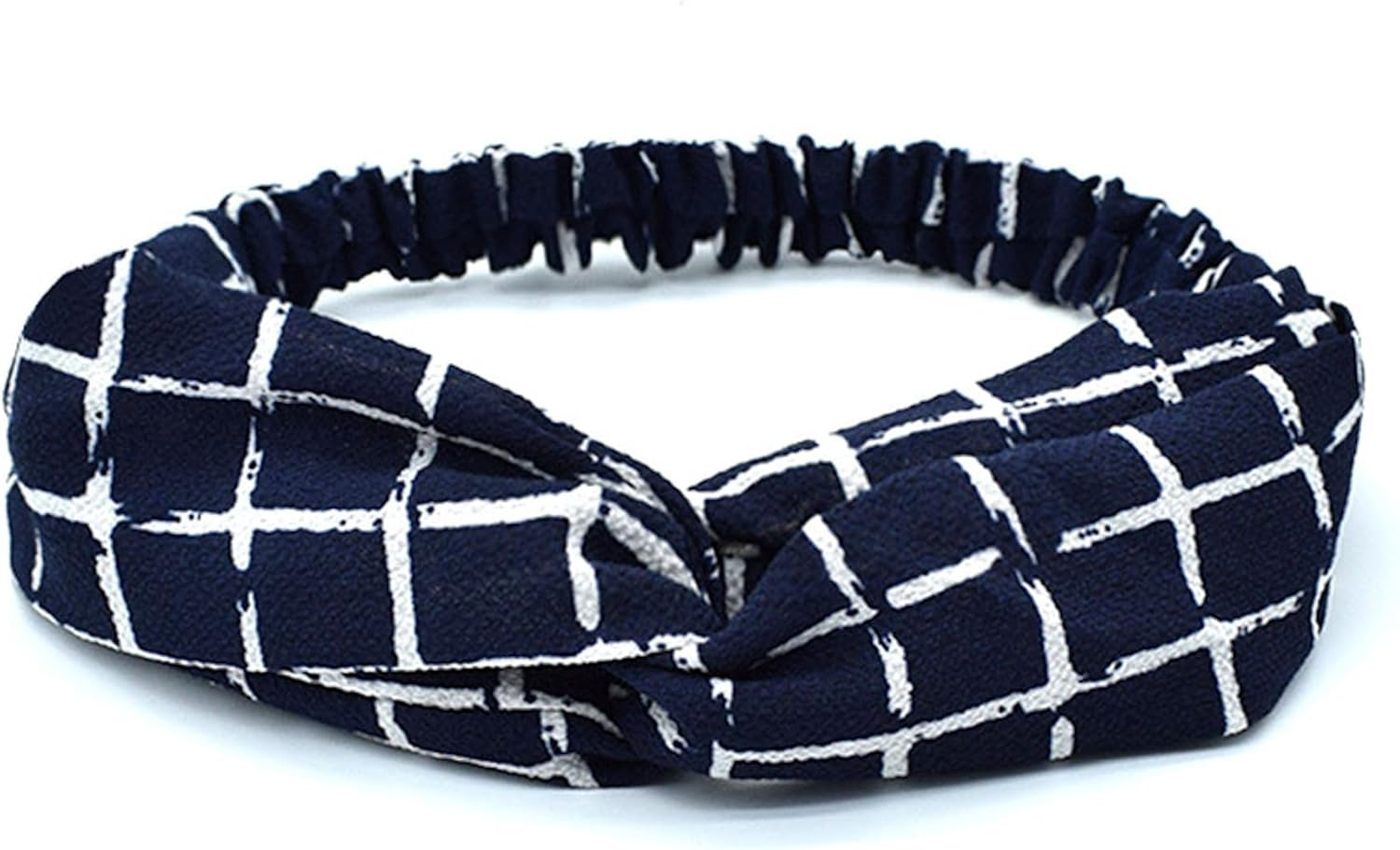 Headbands for Women,Hair Band Boho Knotted Headwraps Mixed Printed Twisted Bow Hairbands, Vintage Floral Polka Dot Wide Hair Hoops Girls Hair Accessories for Daily Wearing Dating Sports (Dark Blue) image number 3