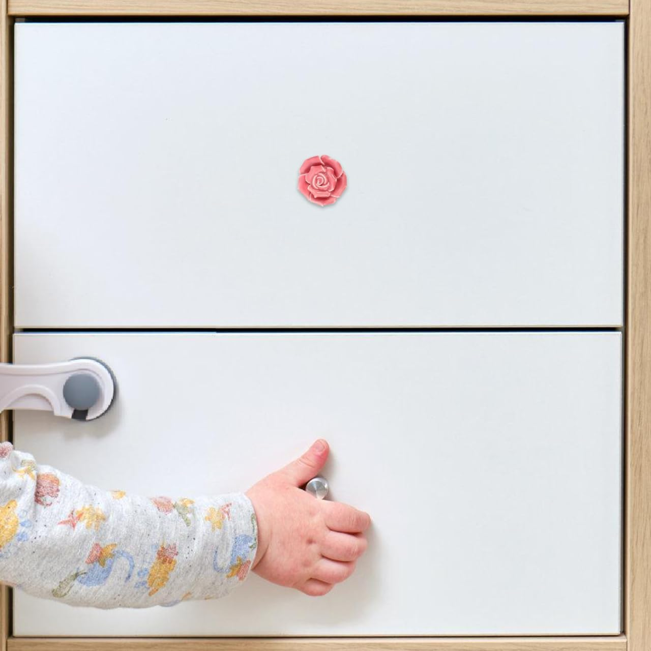 Rose Ceramic Cabinet Knobs 2 Pack Decorative Kitchen Drawer Pull Handles with Screws for Cupboards Wardrobes Home Improvement image number 4