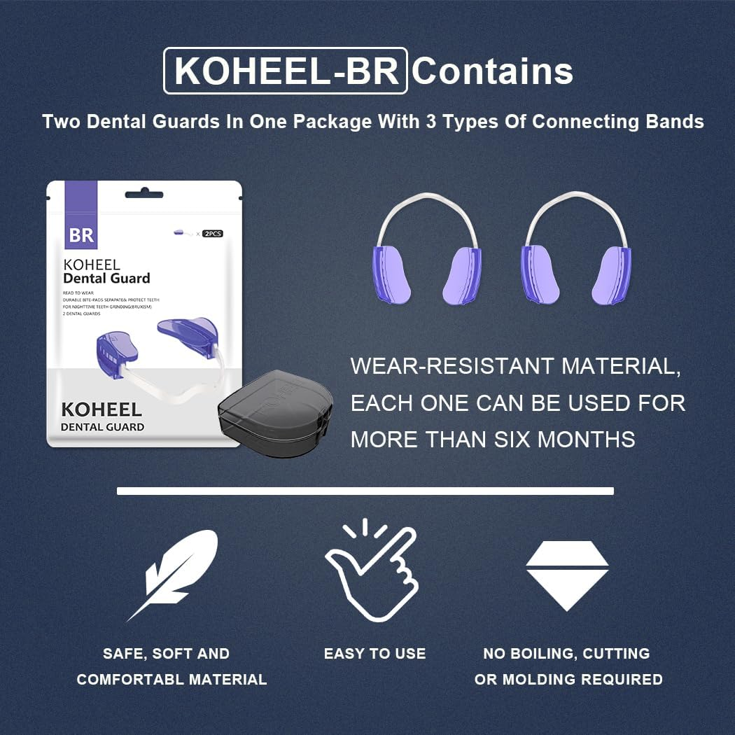 KOHEEL BR Mouth Guard for Teeth Grinding, Adjustable Night Guard, Stops Bruxism Dental Guard (4 Count) image number 3