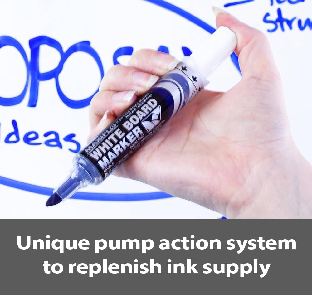 Pentel Maxiflo Whiteboard Marker Chisel Point 3.0~7.0Mm Nib Wallet of 4 Assorted Colours (MWL6-4E) image number 2