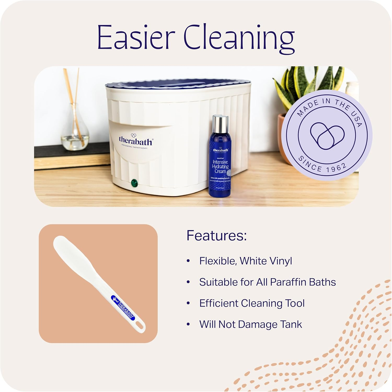 Therabath Cleaning Spatula - Plastic Paraffin Bath Cleaning Tool - Flexible - White Vinyl - Easy to Use - Made in USA - for Wax Removal Cleaning