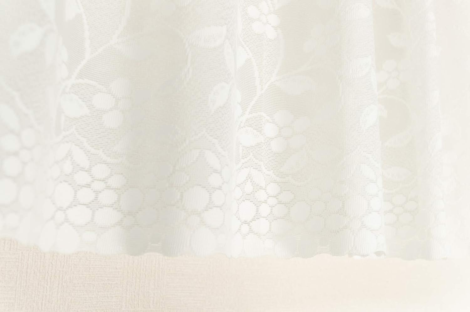 Arie Cafe Curtain, White, Width 39.4 X Length 35.4 Inches (100 X 90 Cm), Made in Japan, Cute Flower Vine Pattern