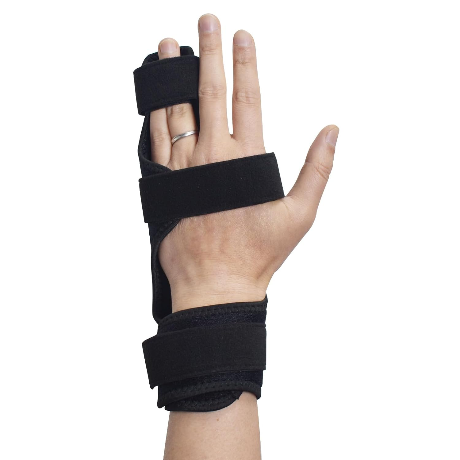The Boxer Orthopedic Hand & Wrist Brace &ndash; Wrist Support Brace for Women & Men &ndash; Comfortable Wrist & Hand Wraps W/Finger Splints for Metacarpal Fracture, Sprain, or Swelling (Black) (Black, M)