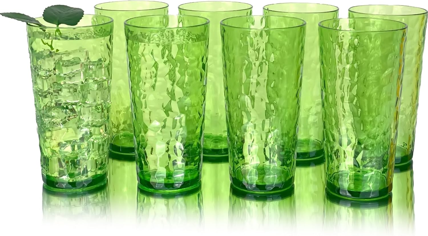 24-Ounce Plastic Tumblers (Set of 8), Reusable Plastic Mugs, Bpa-Free Acrylic to Drink Mugs, Shatter Resistant, Textured Interior, Dishwasher Safe (Red, 24 Ounce)