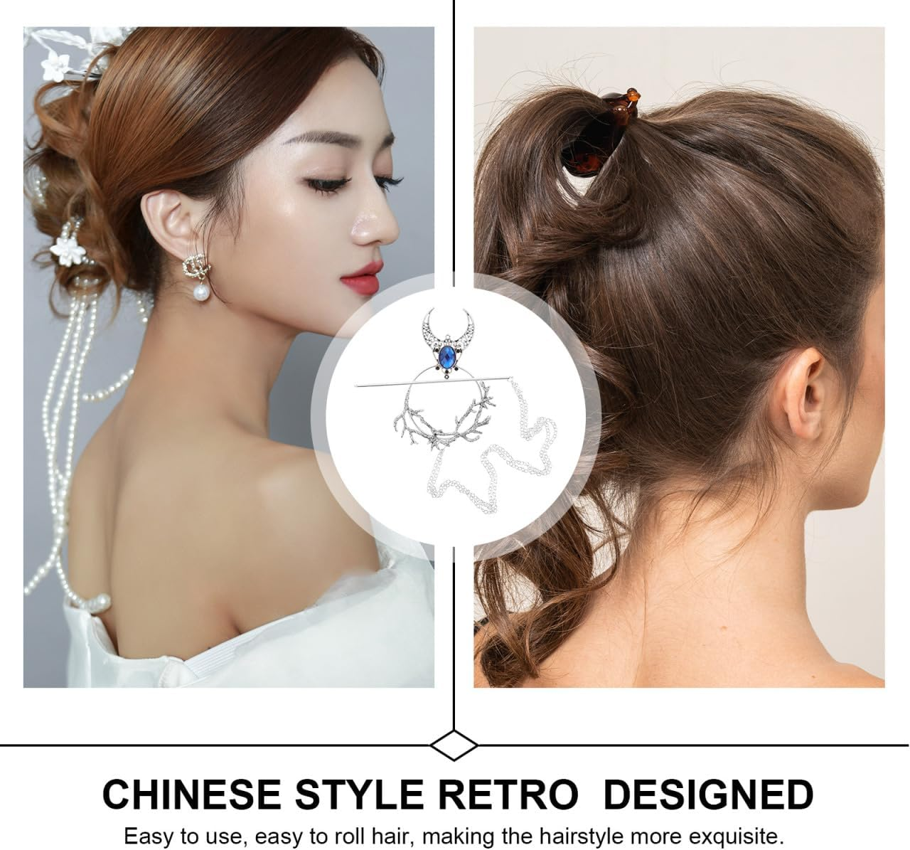 Generisch Witch Hairpin Creative Hair Clip French Hairpin Hair Pins Jewellery Hair Clip Blue Gothic Hair Accessories Hair Clips for Women Retro Hair Stick Alloy image number 3