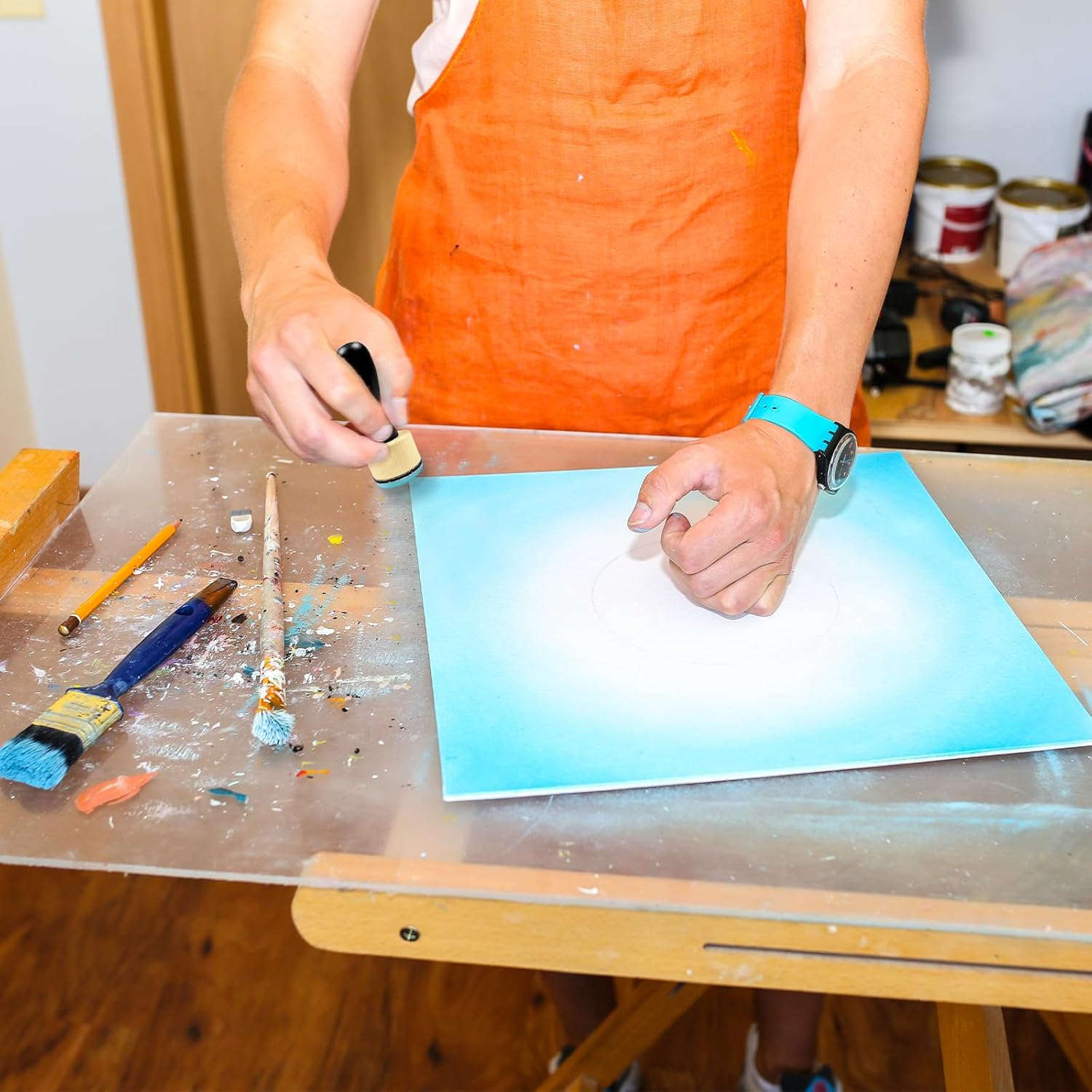 WELANE Ink Mixing Stamp Tool, 1 PCS Ink Mini Applicator Tools with 10 PCS Replacement Sponges for Distressing, Drawing, Blending image number 4