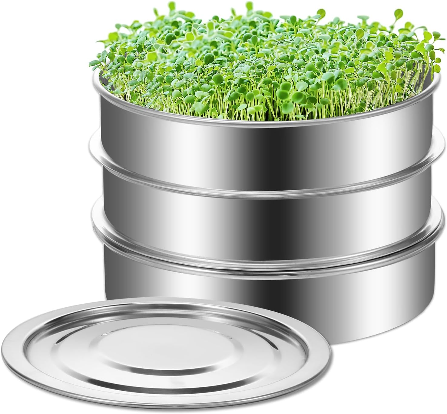 Awobepl Sprouts Growing Kit Stainless Steel Sprouting Kit Stackable Seed Sprouting Tray for Beans Peas image number 1