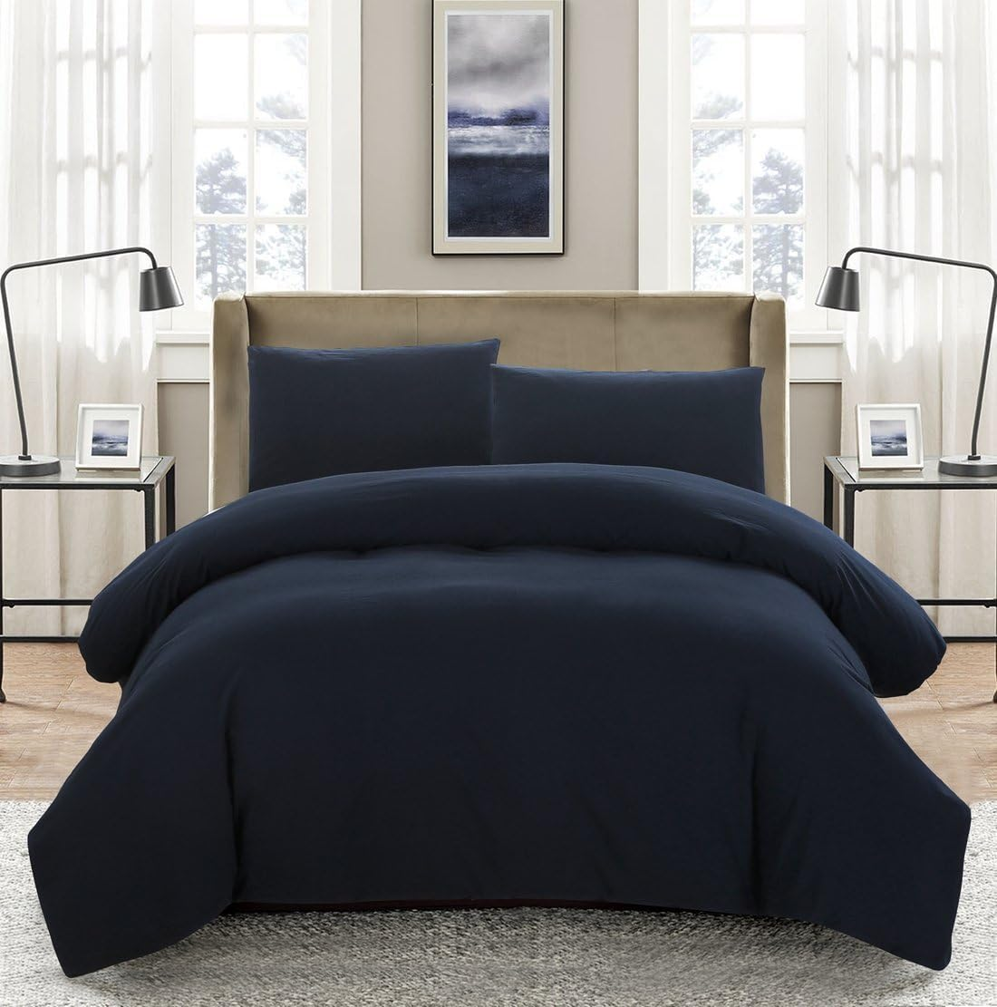 Forzzz 2000 TC Premium 3 Pieces Soft Quilt/Duvet Pillowcase Cover Set AU Double Queen Size Doona Cover Ultra Soft Quilt Cover Set Bed(Queen,Purple)