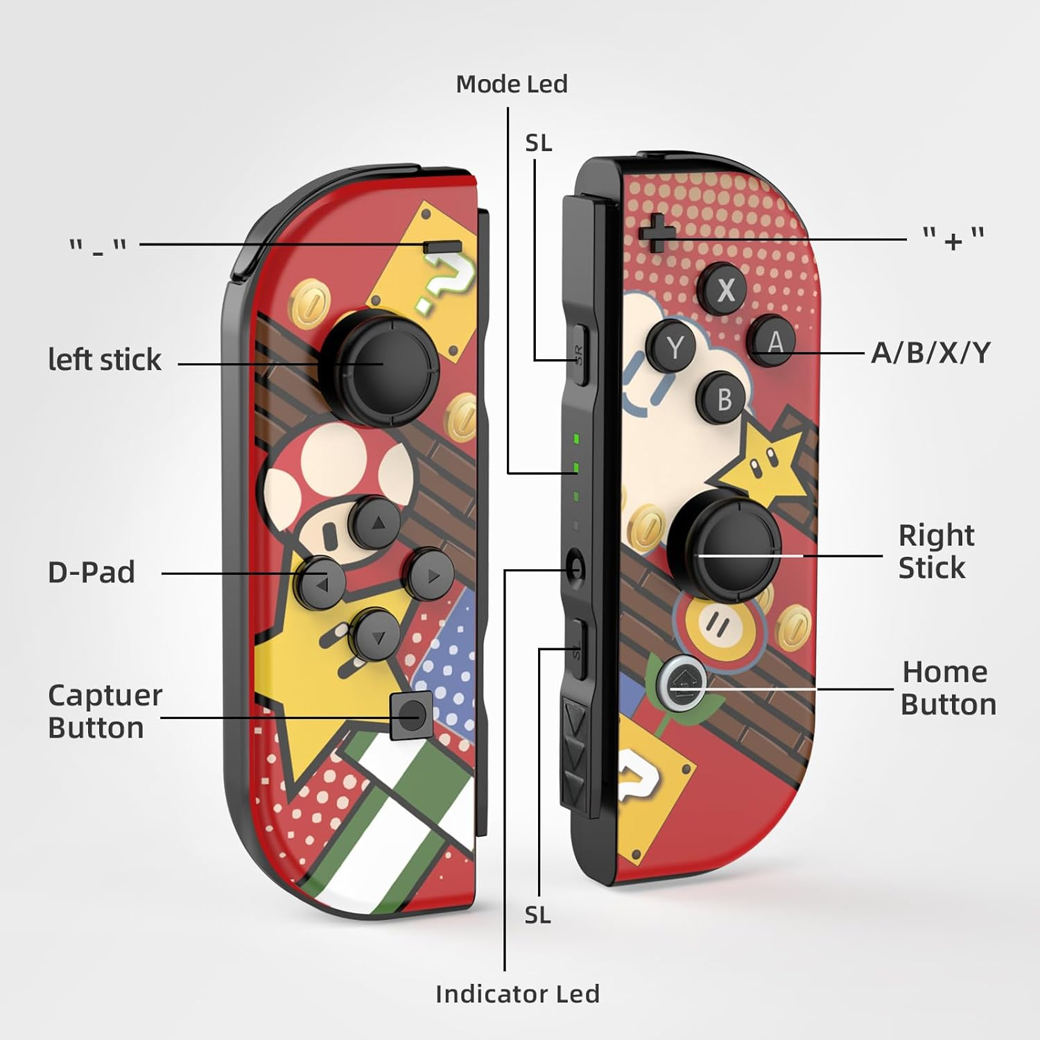 Wireless Controller Compatible with Switch/Lite/Oled, Joypad for NS Console, Wireless Replacement for Game Pad, Switch Controller Support Dual Vibration/6 Axis Motion/One-Key Wake-Up(Red)