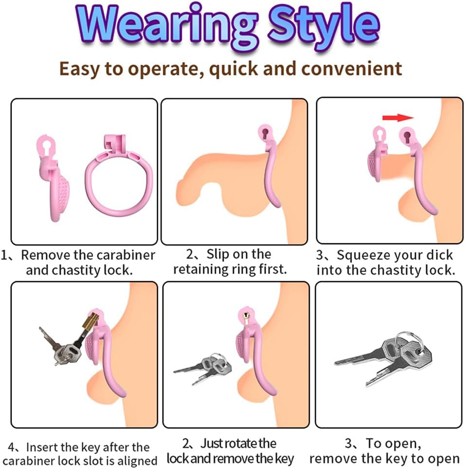 Male Chastity Device Cock Cage Flat Chastity Penis Cage with 4 Different Arc Rings and 2 Keys for Men'S Penis Bondage SM Sex Toys (Black, Negative Pole) image number 6