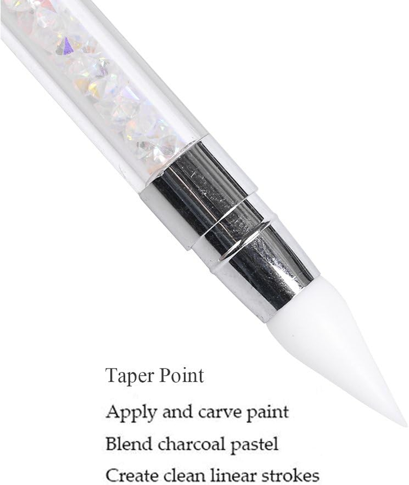 Oimzzr 1Pc Rhinestones Handle Emboss Nail Art Pen Silicone Nail Carving Brush Glitter Picker Nail Brushes Powder Picking Tools image number 2